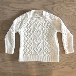 Crewcuts size XS white cable knit heart sweater. Like new condition.